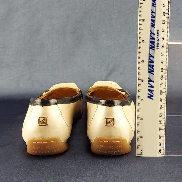 Sperry Tan & Black Patent Leather Penny Loafers Size 7.5M - Picture 11 of 14